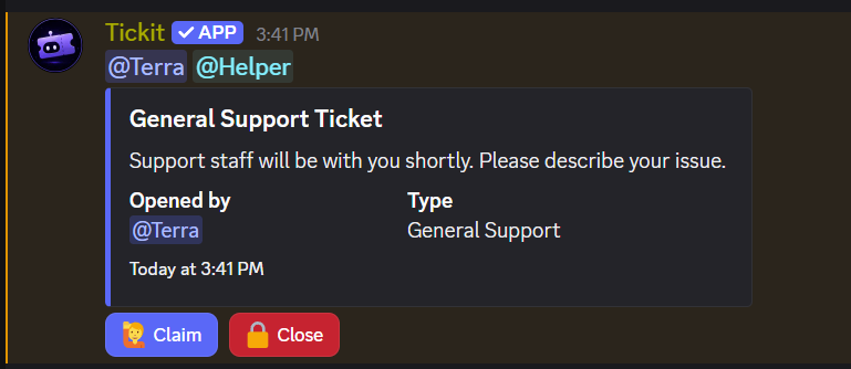 General support ticket